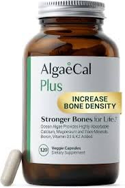 AlgaeCal Plus Bone Health Supplement – Plant-Based Calcium Formula – 120 Veggie Capsules